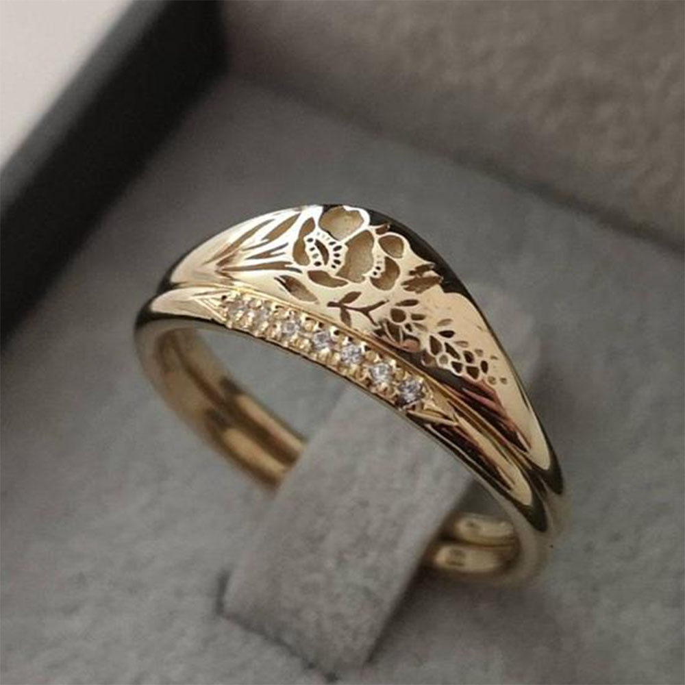 Sanjie Wish Hollow Pattern 18K Gold-Plated Ring