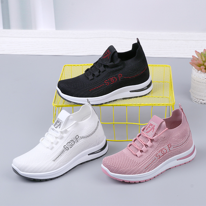 2024 Women’s Inner-Height White Mesh Casual Sports Shoes