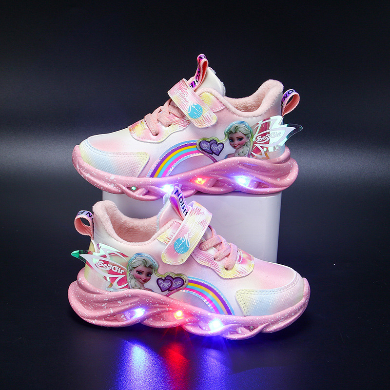 2024 Girls’ Light-Up Sports Shoes, Mesh Breathable & Princess Style