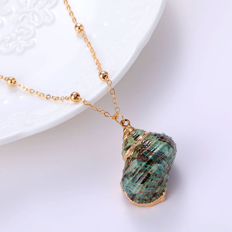 Beach Shell Gilded Edge Pendant Necklace