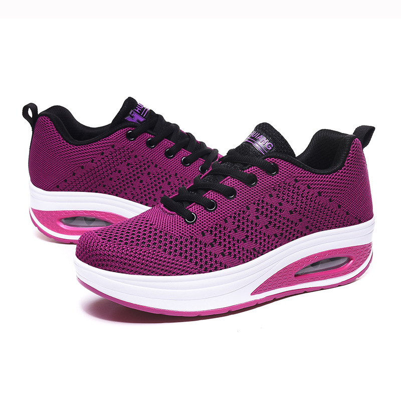 Women’s Rocking Sneakers, Flying Woven Casual Running Shoes